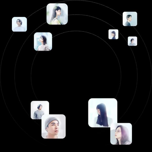 人と人のつながりが広がるネットワークのビジュアル